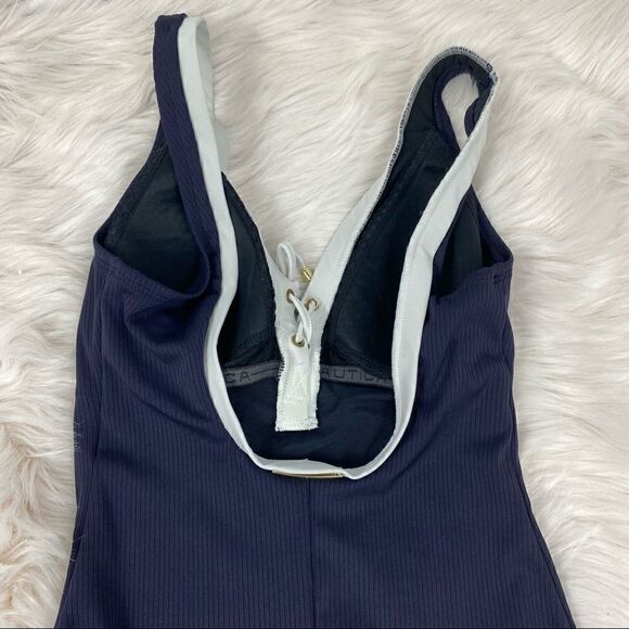 Nautica Navy  Ribbed With White Trim One Piece - Picture 6 of 9